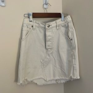 Free people white jean mini skirt